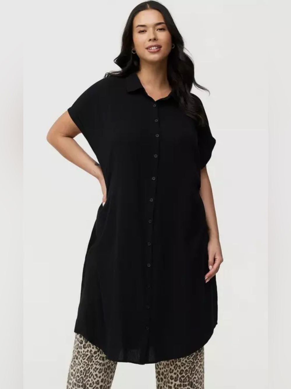 Torrid Button Front Tunic Top